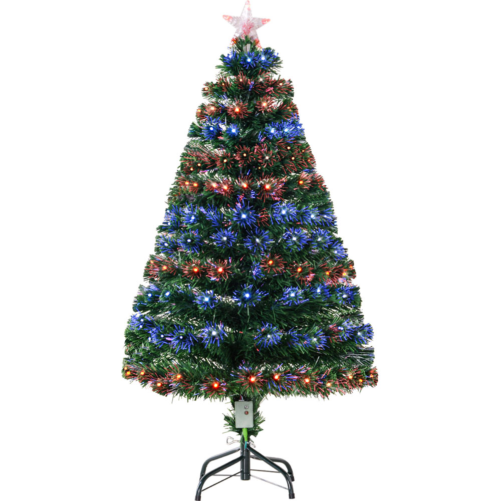 Everglow Multicolour Fibre Optic LED Green Artificial Christmas Tree 4ft Image 1
