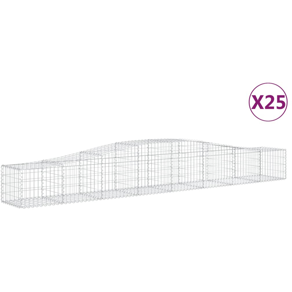 vidaXL Silver Galvanised Iron Arched Gabion Basket 400 x 50 x 40/60cm 25 Pack Image 4