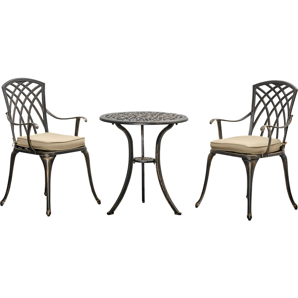 Outsunny Cast Aluminium 2 Seater Garden Bistro Set Bronze Image 2