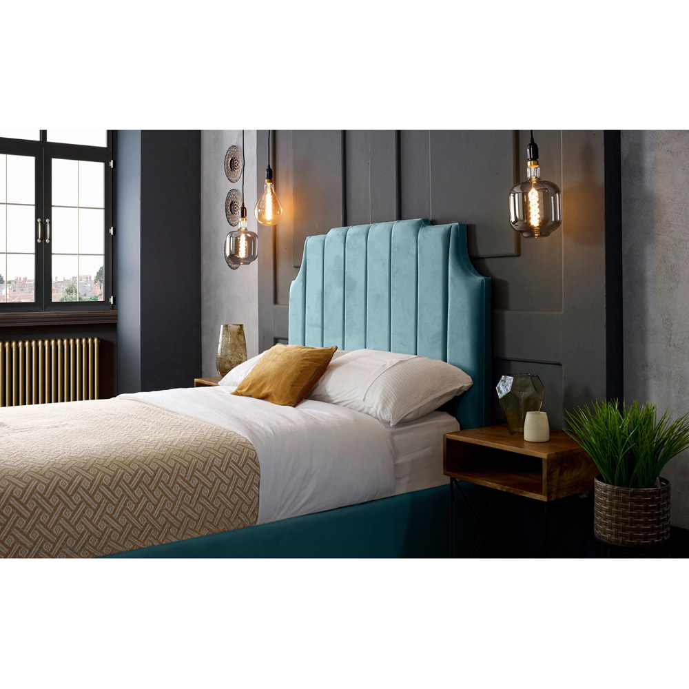 Eleganza Home Nelson Double Duck Egg Plush Velvet Bed Frame with Headboard Image 4
