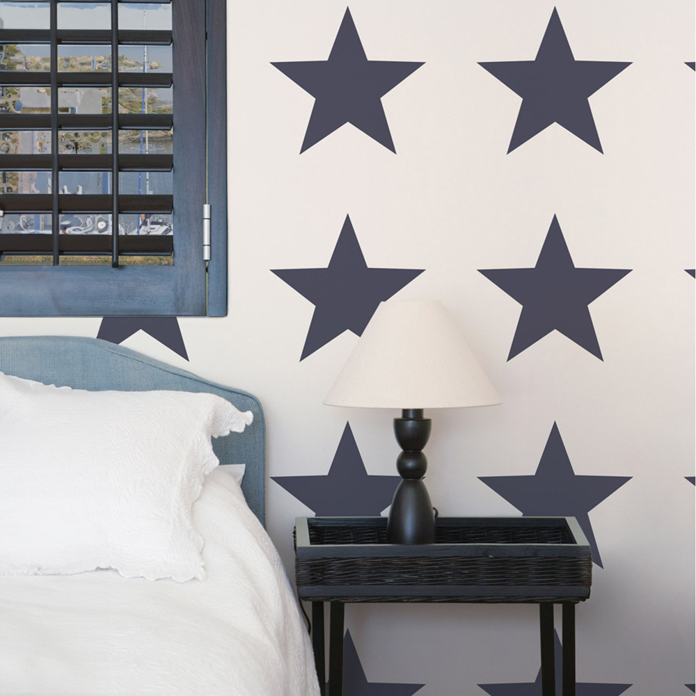 Galerie Deauville 2 Large Star Navy Blue and White Wallpaper Image 2