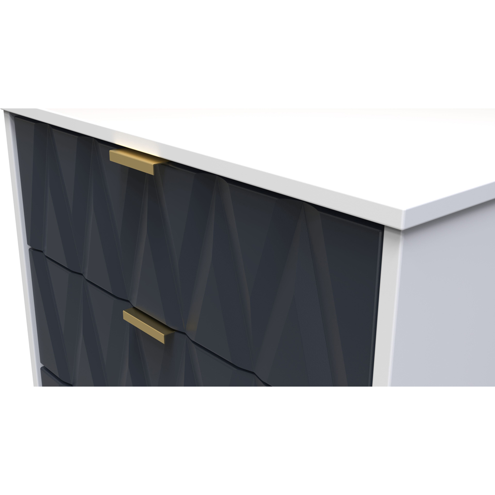Crowndale Diamond 3 Drawer Indigo Matt and White Midi Chest of Drawers Ready Assembled Image 4