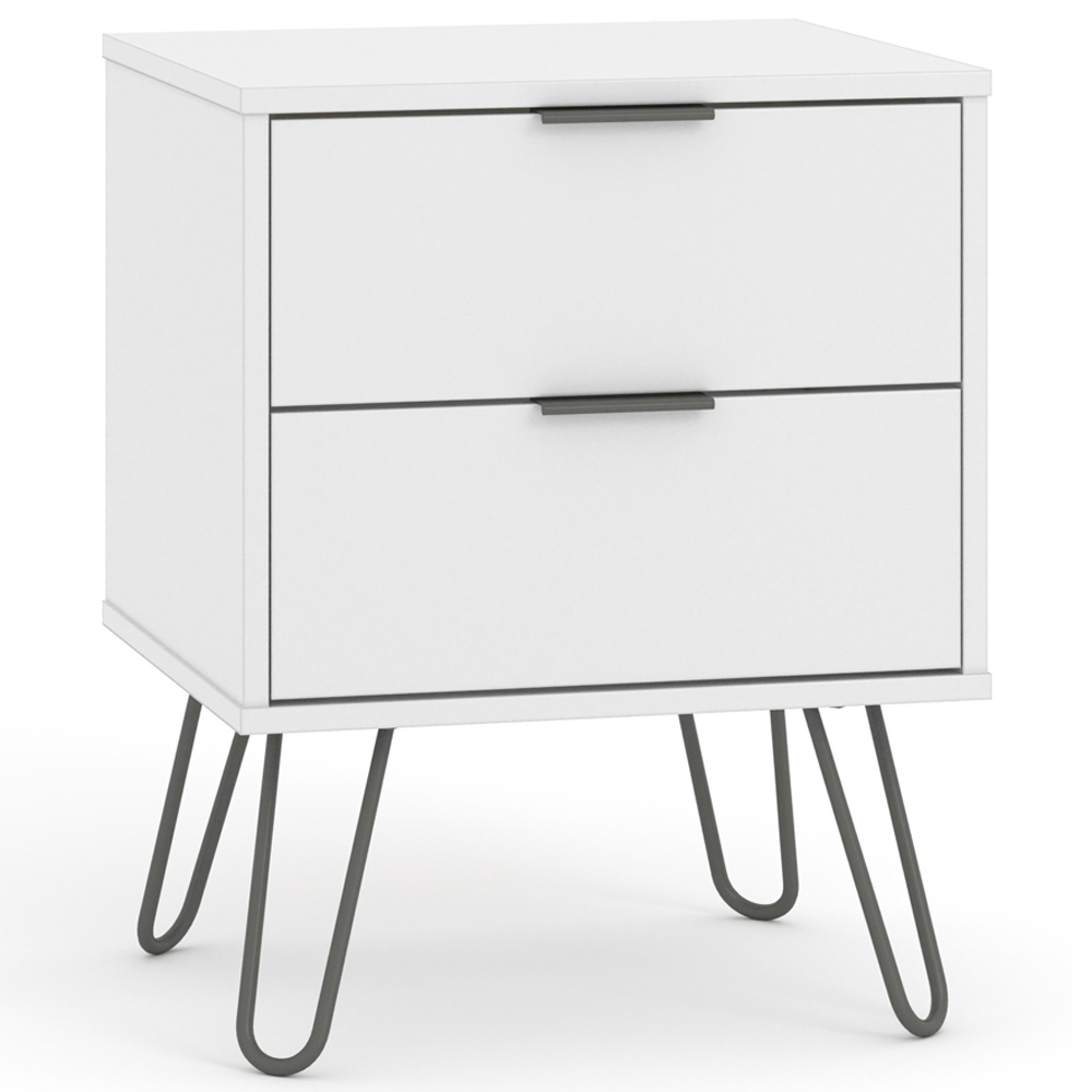 Core Products Augusta 2 Drawer White Bedside Table Image 4