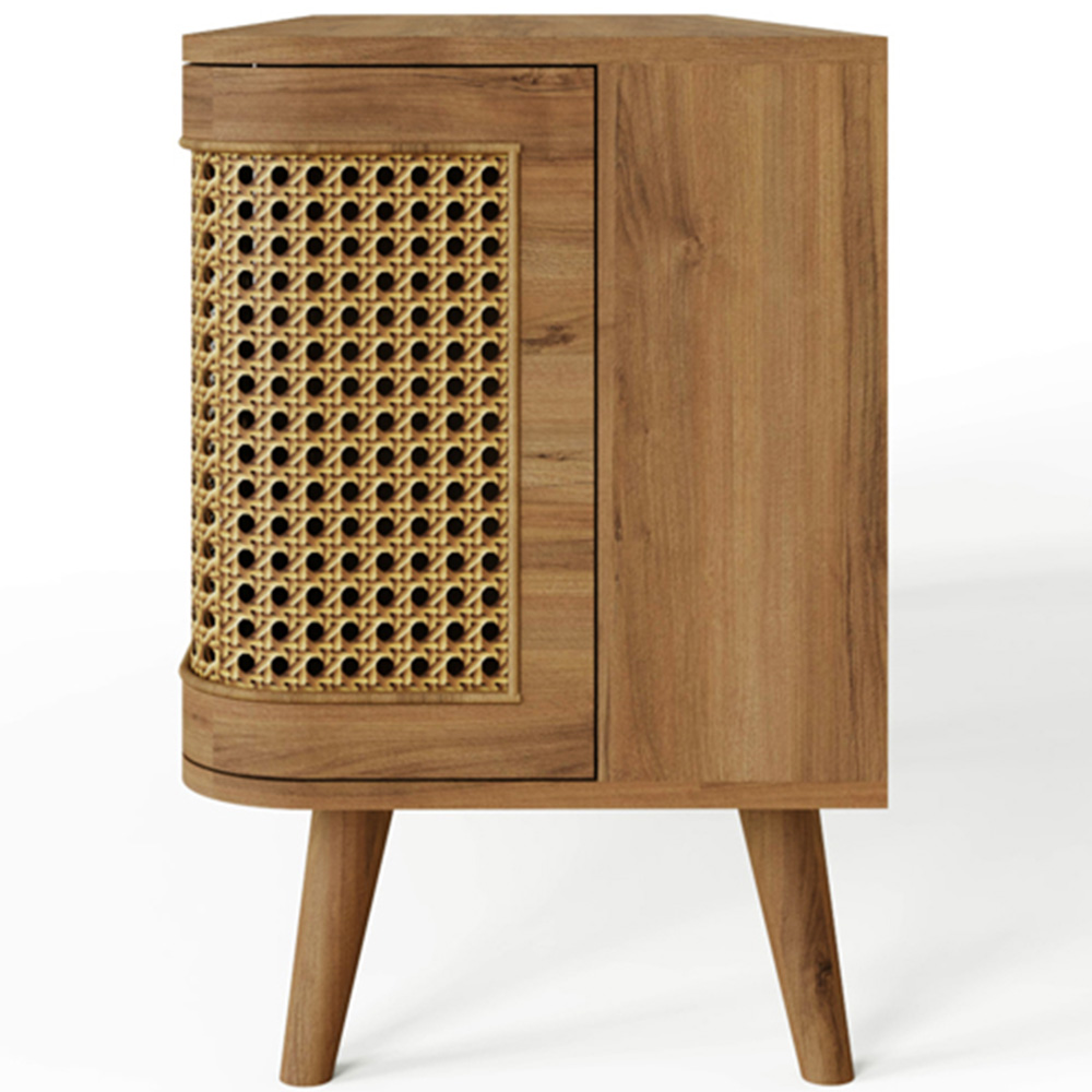 GFW Sorrel 2 Door Single Drawer Single Shelf Oak Rattan TV Unit Image 5