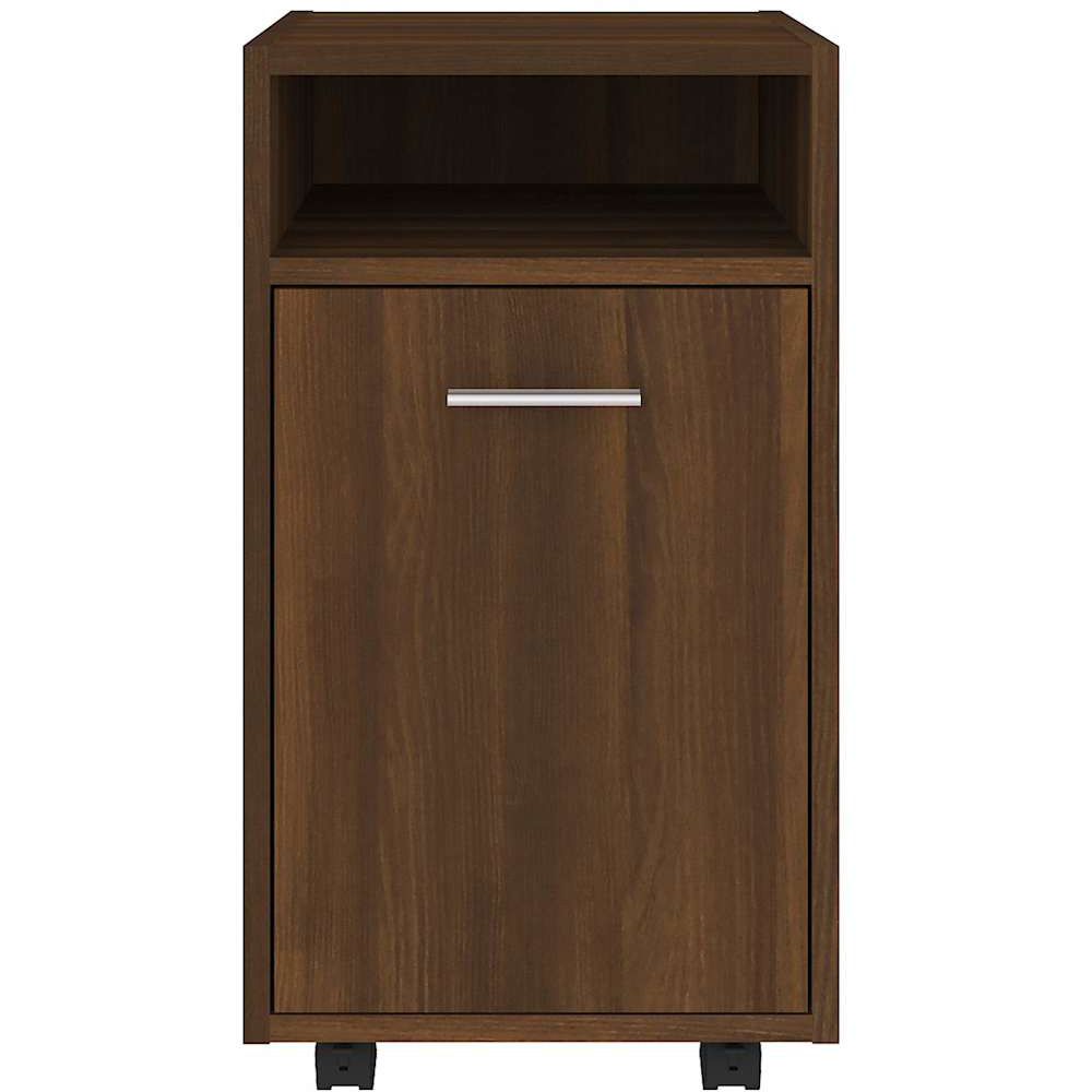 vidaXL Single Door Single Open Shelf Brown Oak Side Cabinet with Wheels Image 3