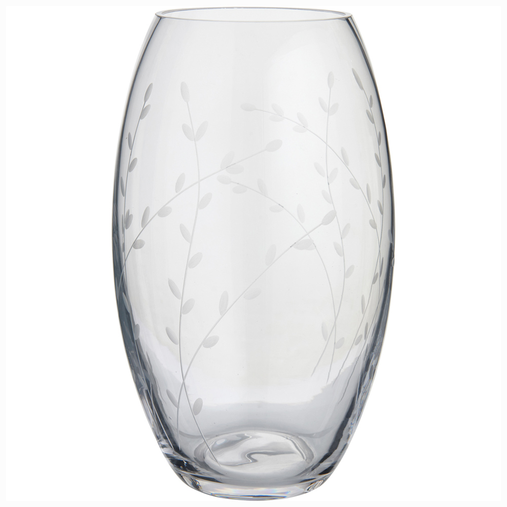 Wilko Leaf Etched Clear Vase Image 2