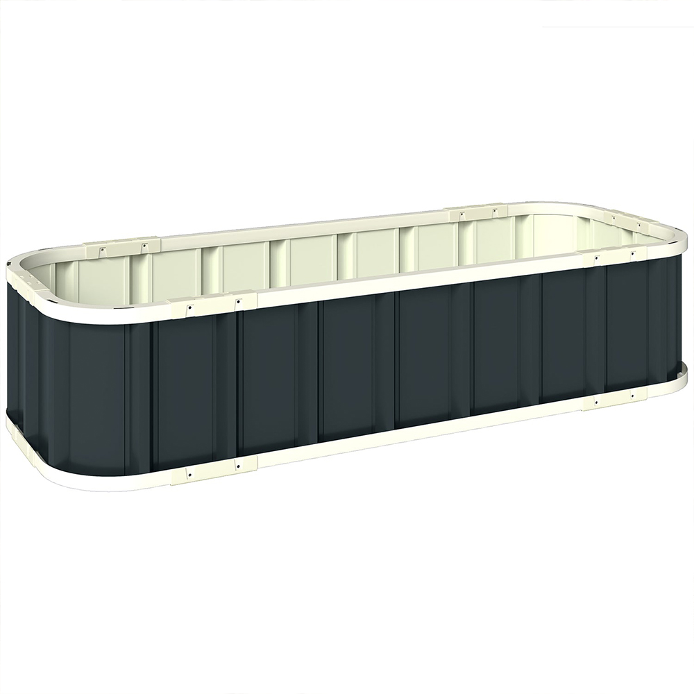 Outsunny Dark Grey Galvanised Raised Garden Bed with Gloves 136 x 52 x 31cm Image 1