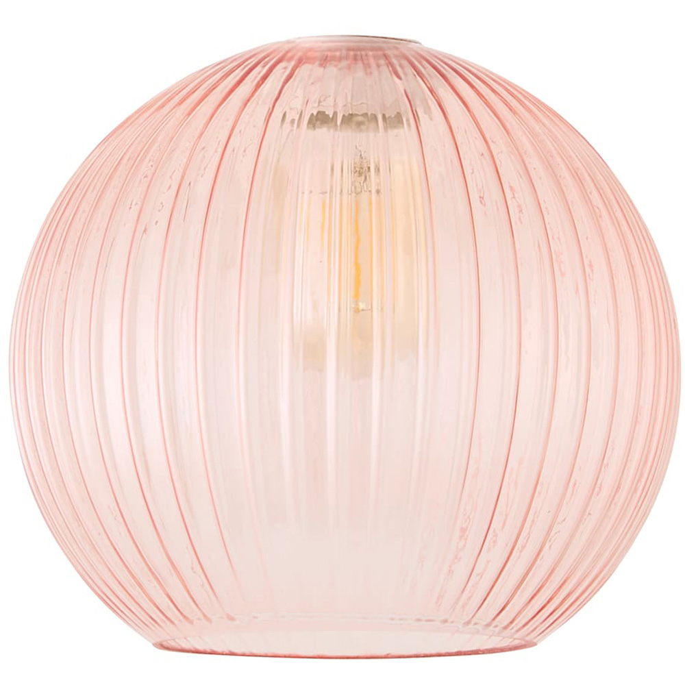ValueLights Maddison Pink Ribbed Glass Easy Fit Ceiling Pendant Lamp Shade Image 1