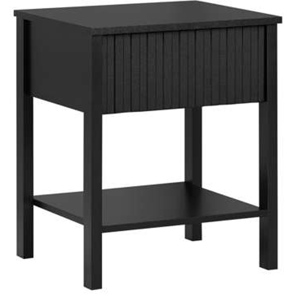 Birlea Axis Single Drawer Single Shelf Black Fluted Bedside Table Image 2
