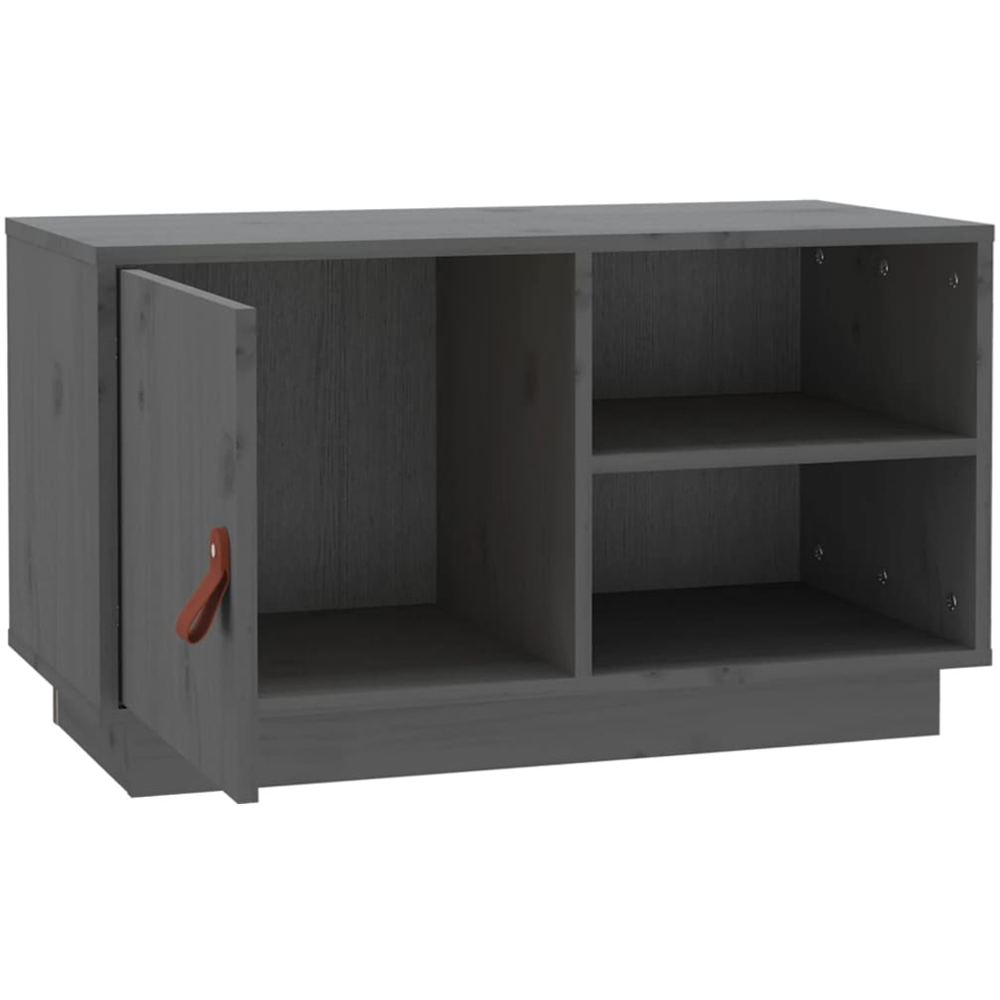 vidaXL Single Drawer 2 Shelf Grey Solid Pine TV Cabinet Image 4