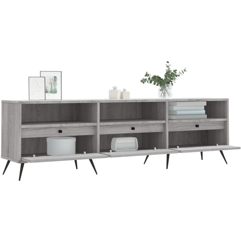 vidaXL 3 Drawer 3 Shelf Grey Sonoma TV Cabinet Image 4
