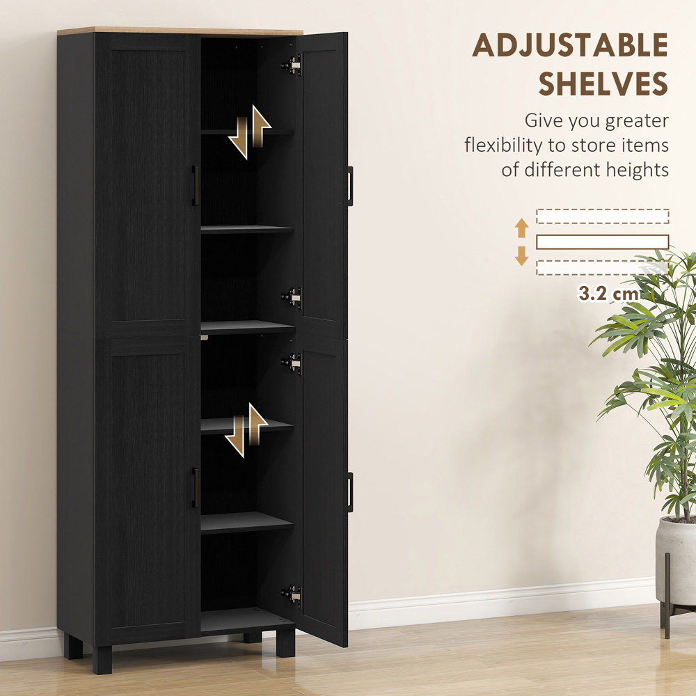 HOMCOM 4 Door Black Kitchen Storage Cabinet Image 5