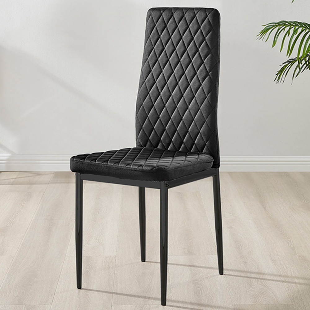 Furniturebox Valera Set of 4 Black Velvet Dining Chair Image 1