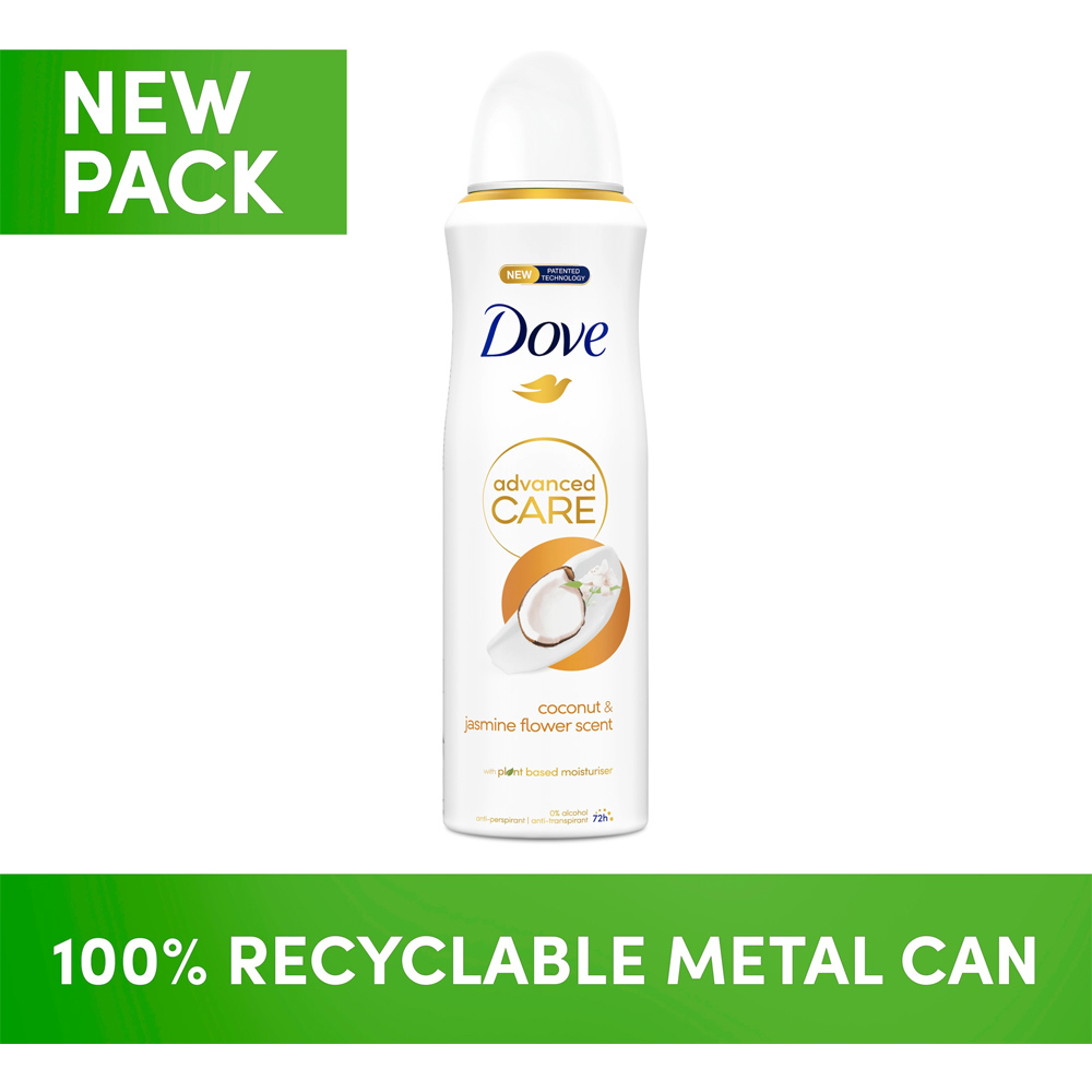Dove Advanced Care Coconut & Jasmine Flower Scent Antiperspirant Deodorant Spray 200ml Image 4