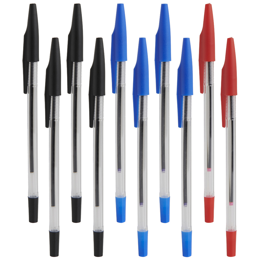 Wilko Ball Point Pens Assorted Colour 10 Pack Image 1