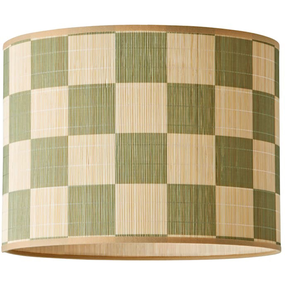 ValueLights Lori Green Checkerboard Bamboo Ceiling Drum Lamp Shade Image 1