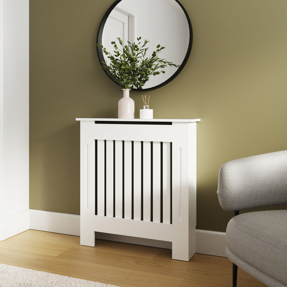 GFW Harrison White Open Slat Radiator Cover Small Image 6