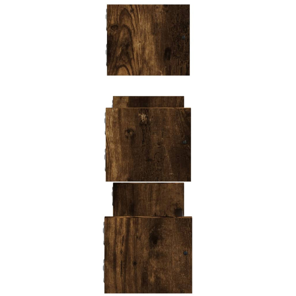 vidaXL Set of 3 Smoked Oak Wooden Wall Shelf with Bars Image 5