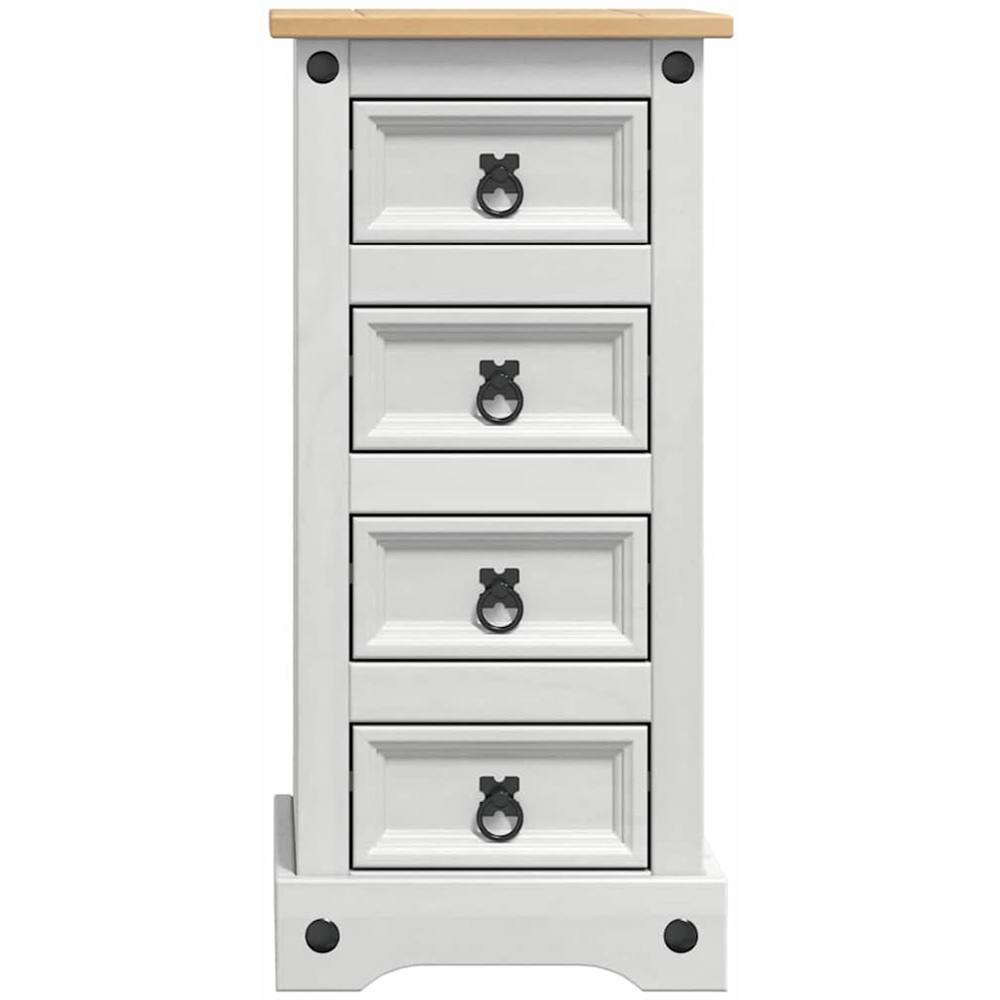vidaXL Corona 4 Drawer White Solid Pine Wood Bedside Table Image 4
