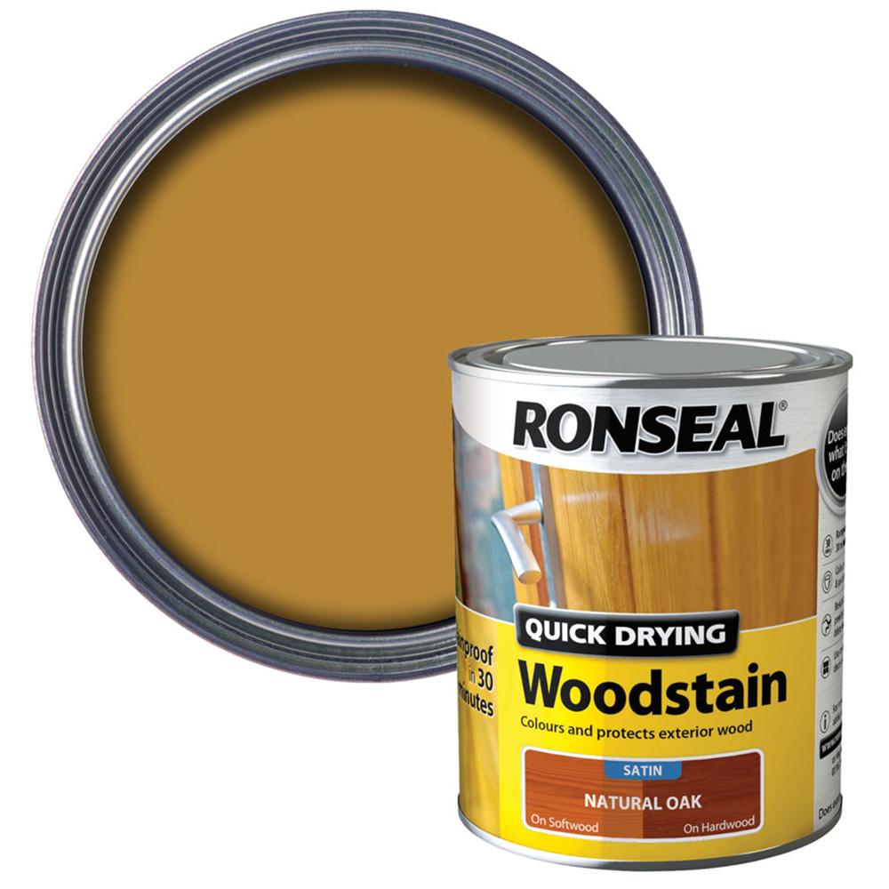 Ronseal Natural Oak Satin Quick Drying Woodstain 750ml Image 1