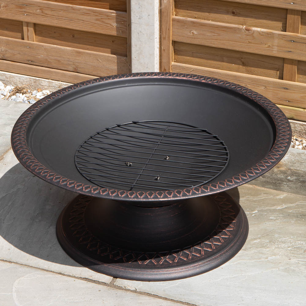 Samuel Alexander Bronze Effect Steel Toscana Outdoor Fire Pit with Fire Poker 50cm Image 8