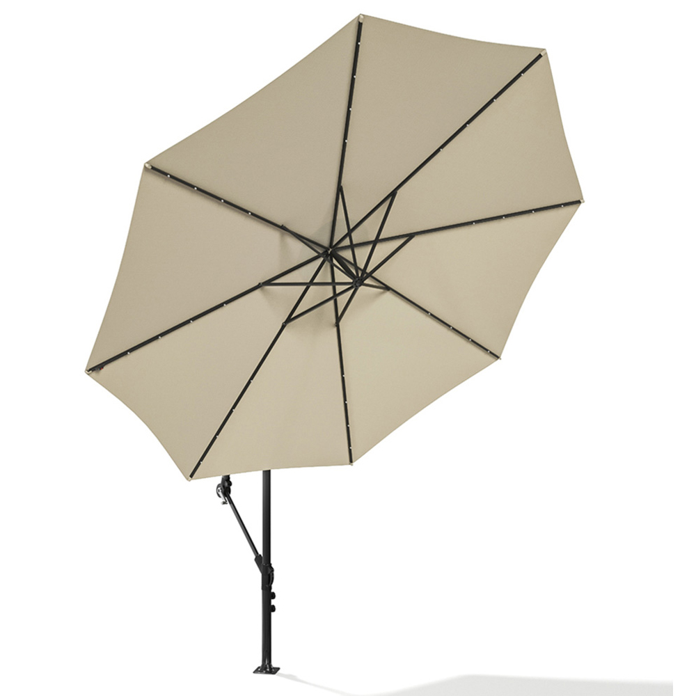Living and Home Beige LED Cantilever Parasol 3m Image 2
