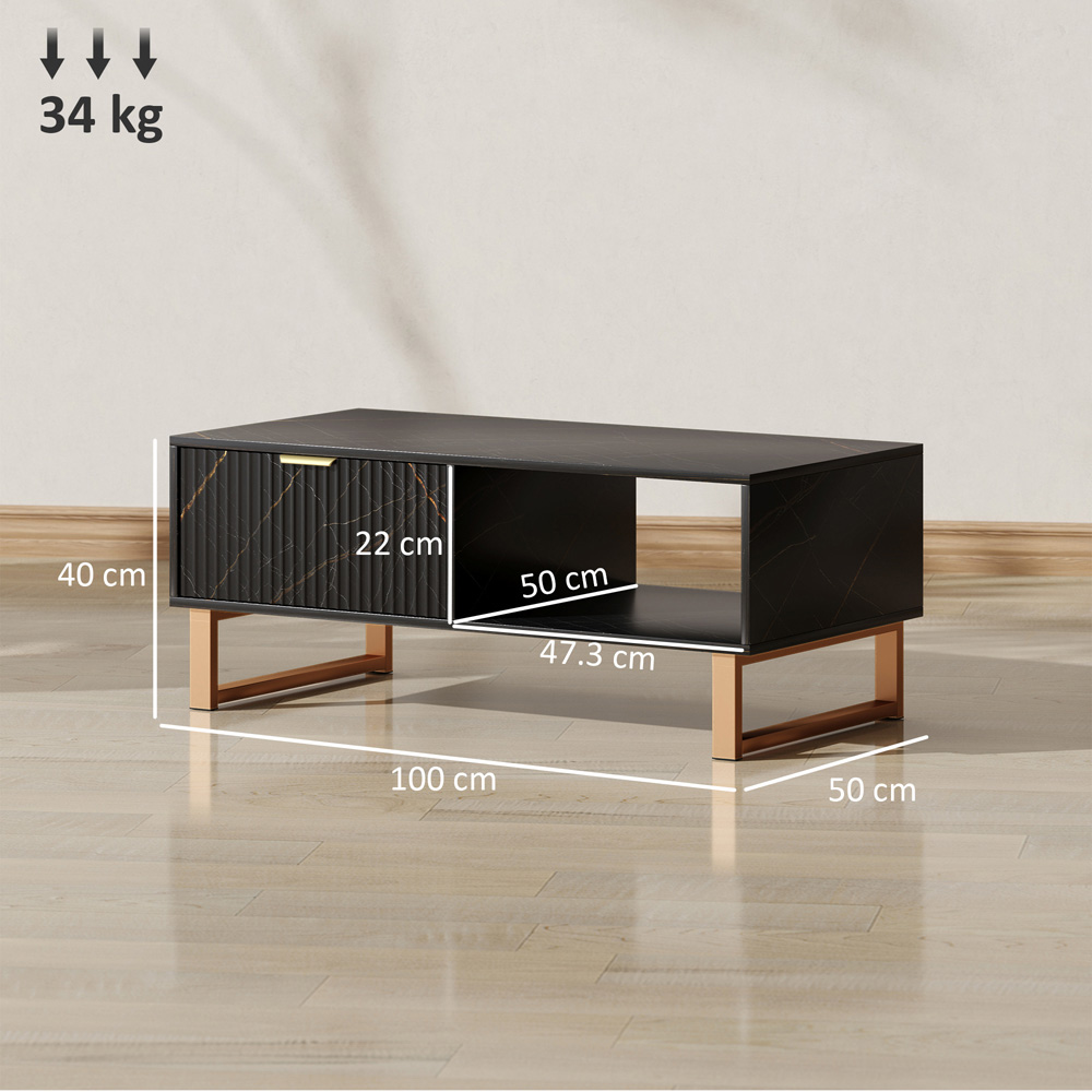 HOMCOM Single Drawer Black Coffee Table Image 9