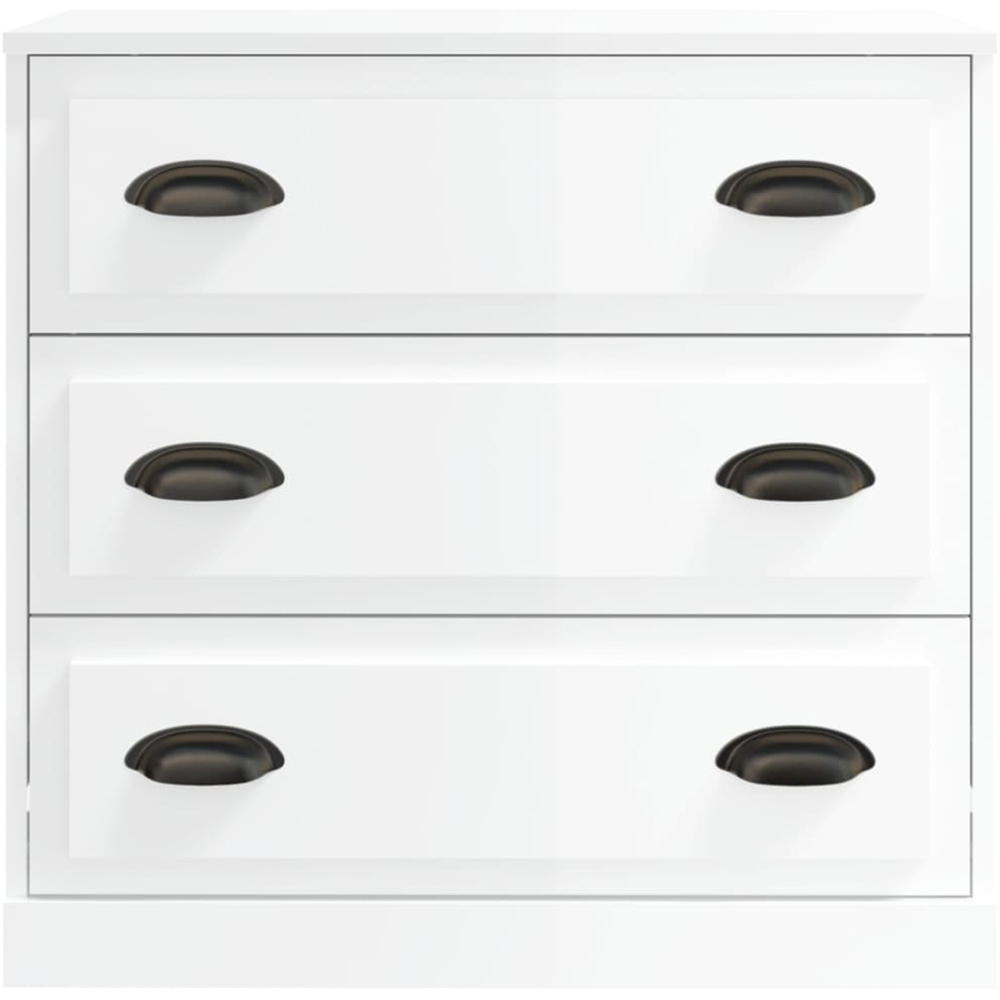vidaXL 3 Drawer High Gloss White Sideboard Image 4