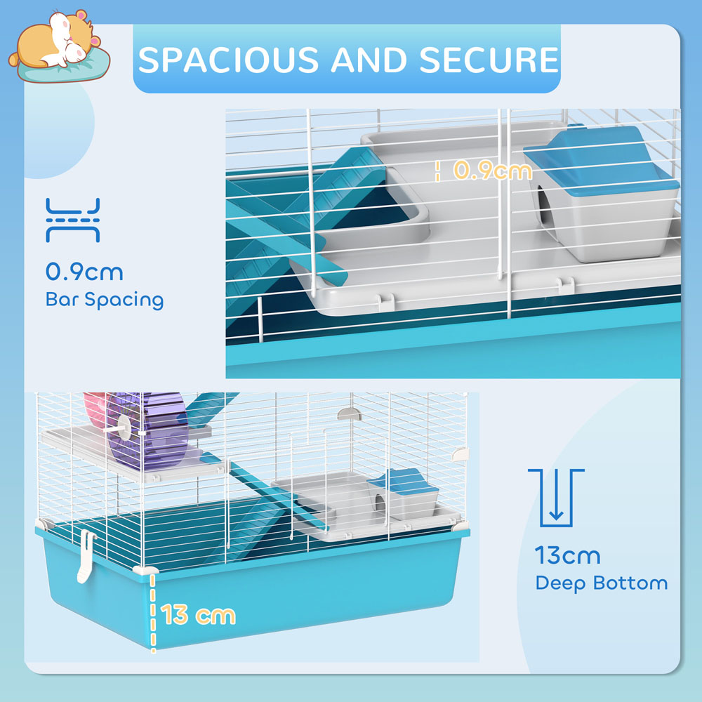 PawHut Light Blue 6 Tier Hamster Cage with Twin Tower and Accessories Image 7