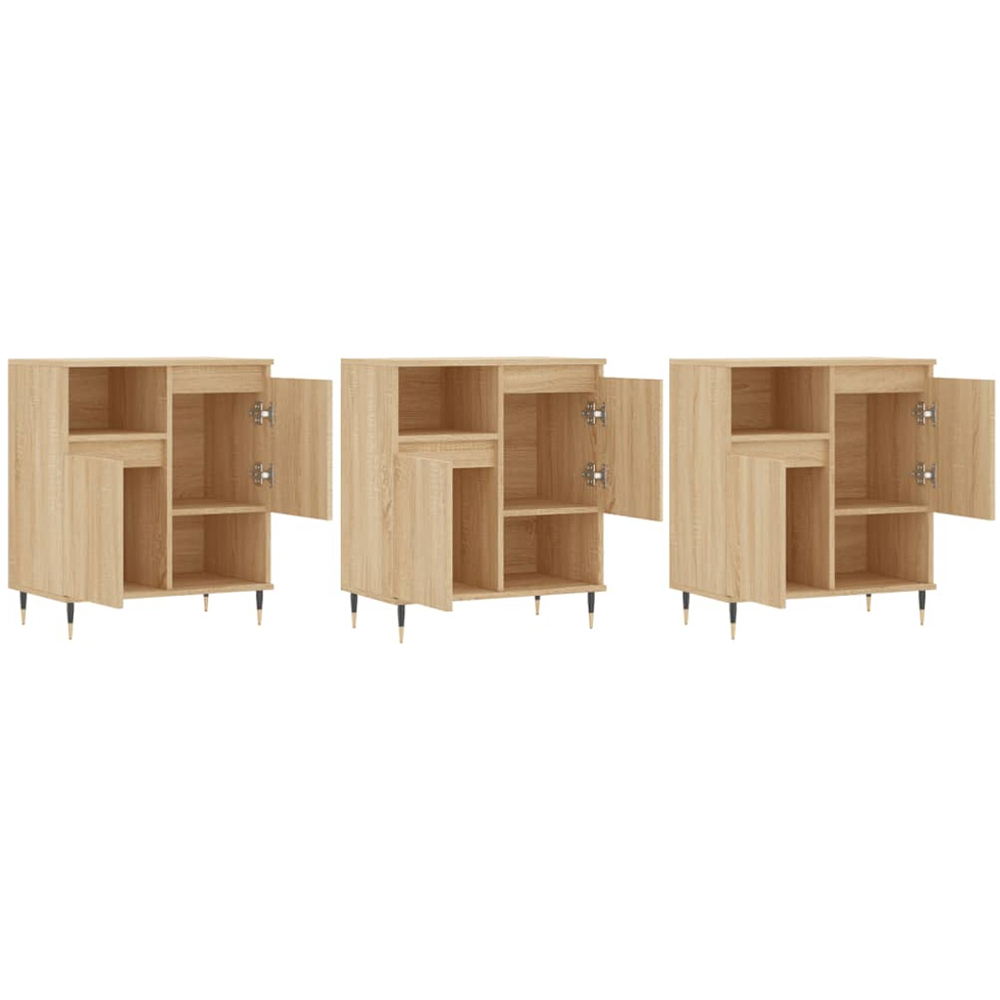 vidaXL 2 Door 2 Shelf Sonoma Oak Sideboard Set of 3 Image 4