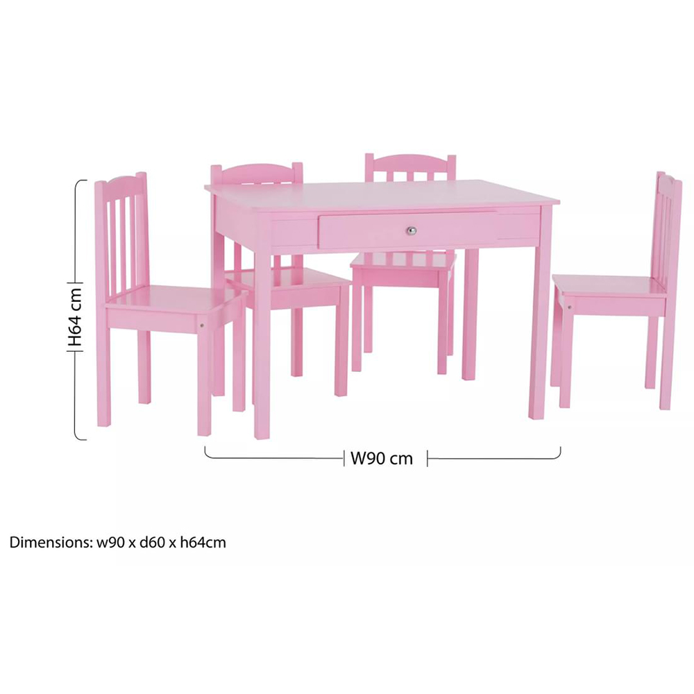 Premier Housewares Kids 4 Seater Pink Table and Chair Set Image 3