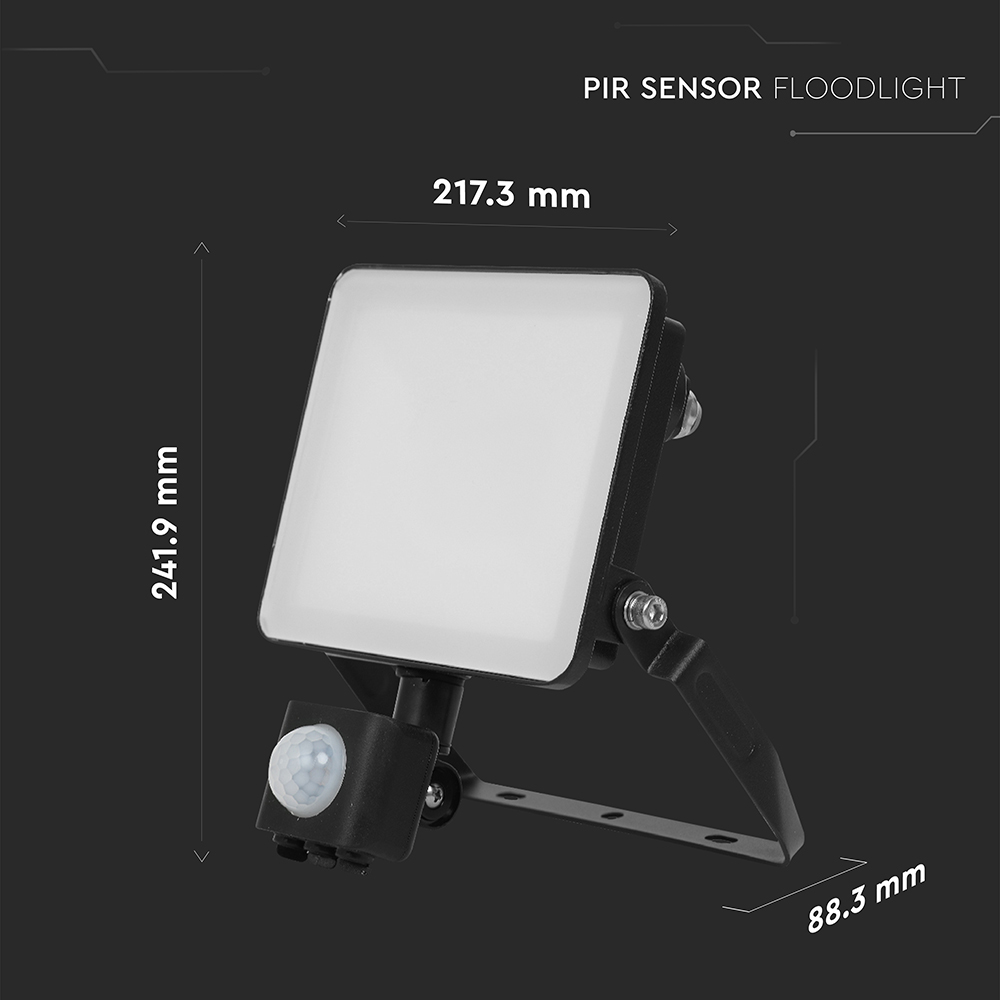 V-TAC 50W 6000 Lumens Cool White LED Floodlight with PIR Sensor Image 9