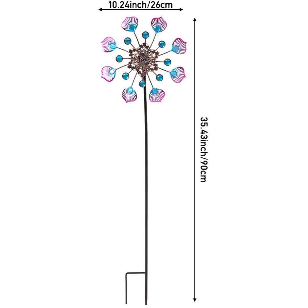 Living and Home 8 Blades Blue and Purple Metal Shell Wind Spinner 90cm Image 8