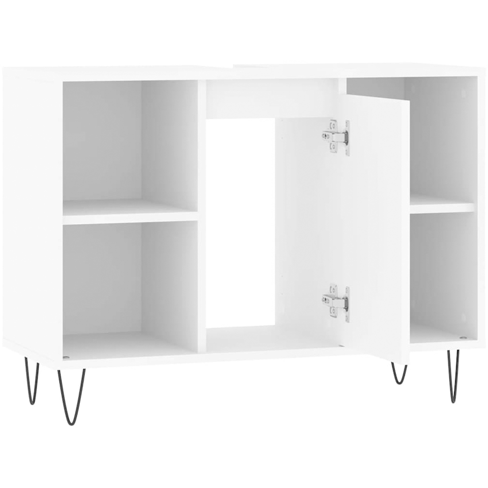 vidaXL Single Door 4 Open Shelf White Bathroom Cabinet Image 6