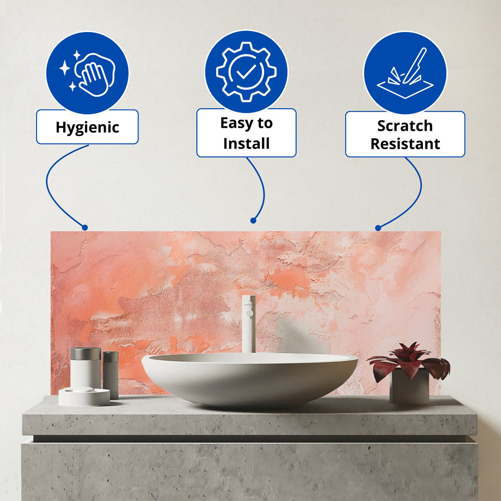 Warren Reed Designer Pink Grunge Effect Bathroom Splashback 25 x 60cm Image 3