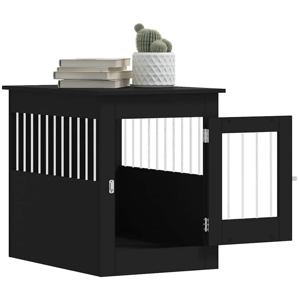 vidaXL Black Engineered Wood Dog Crate Furniture 68 x 55 x 80cm Image 5