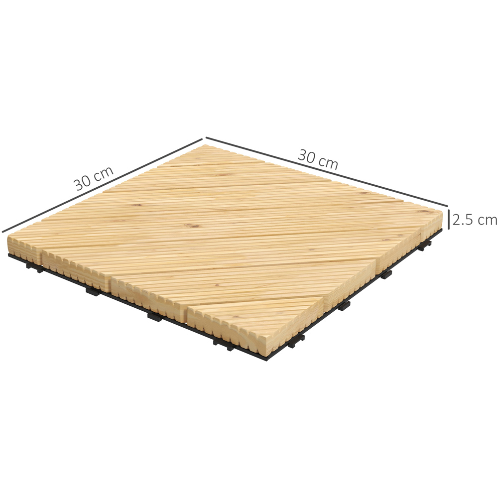Outsunny Yellow Wooden Deck Tiles 30 x 30cm 9 Pack Image 7
