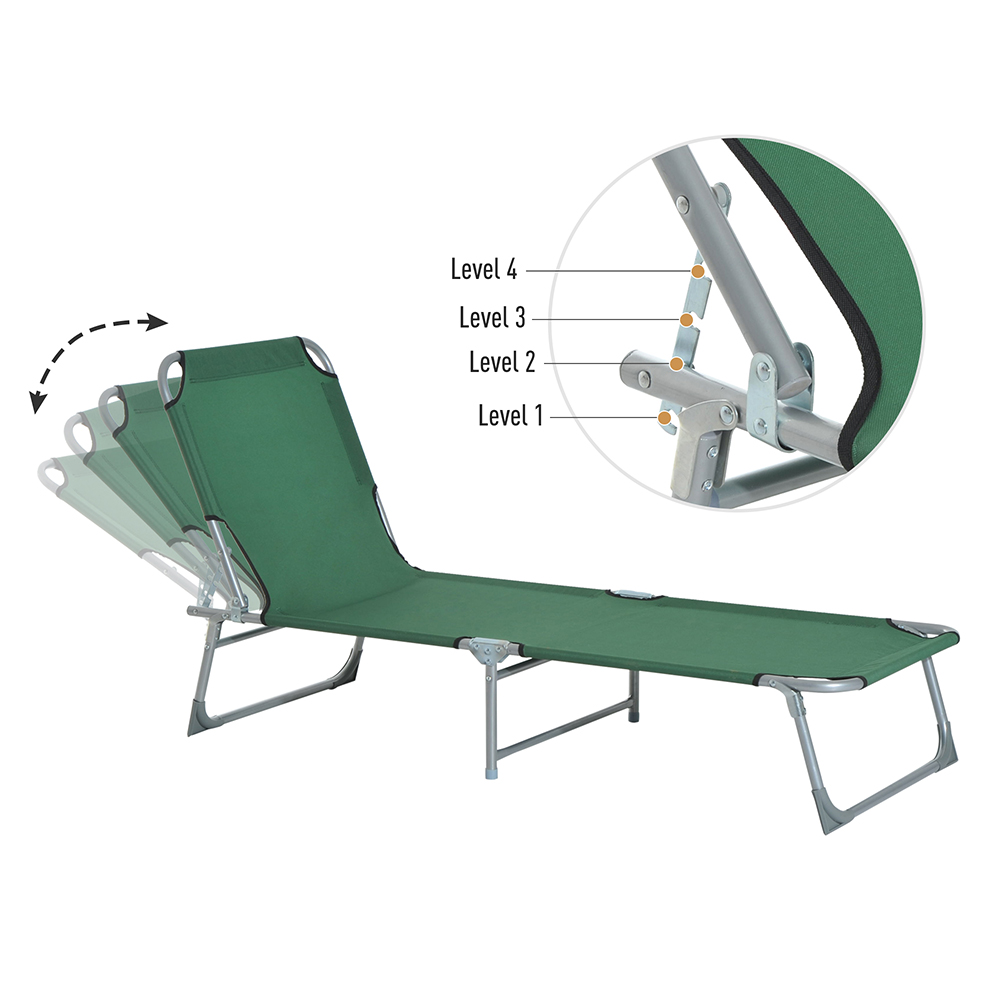 Outsunny Green Folding Sun Lounger Image 5