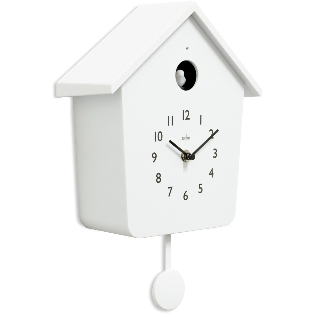 Acctim Casper White Lighted Pendulum Cuckoo Wall Clock 34cm Image 4