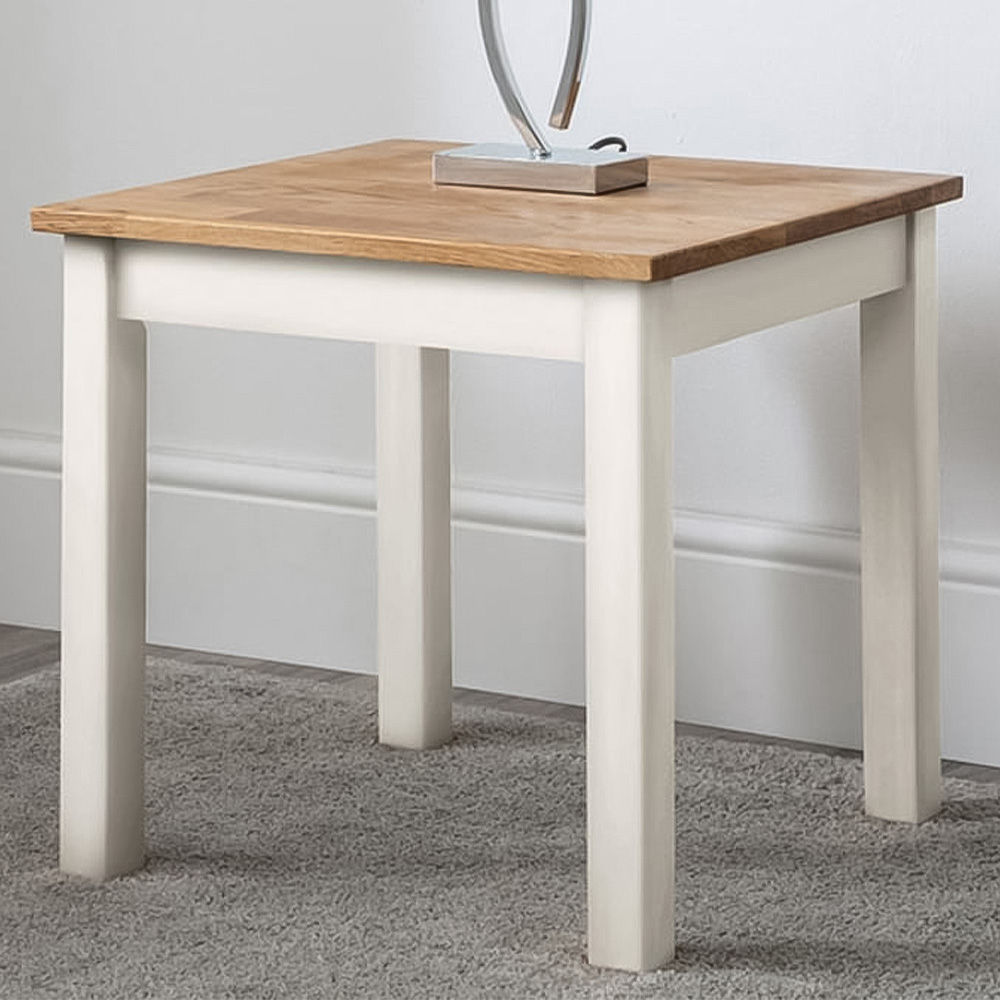 Julian Bowen Coxmoor Ivory and Oak Lamp Table Image 1