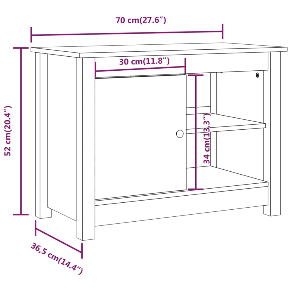 vidaXL Single Door 2 Shelf Grey Pine Wood TV Cabinet Image 9