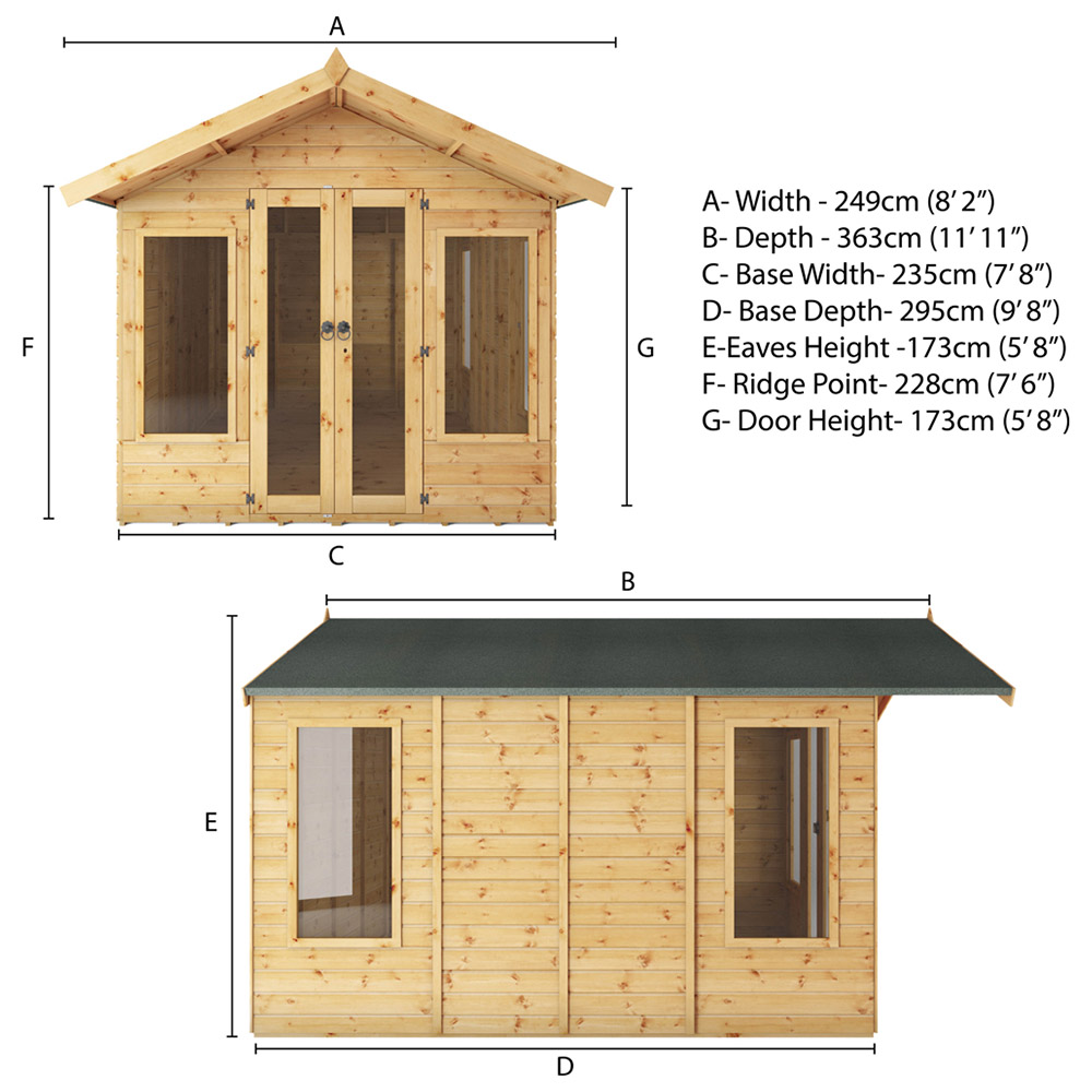 Mercia 10 x 8ft Double Door Premium Sussex Traditional Summerhouse Image 7