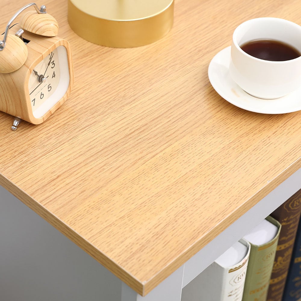 FurnitureHMD Single Shelf Grey and Oak Effect Wooden Side Table Image 7