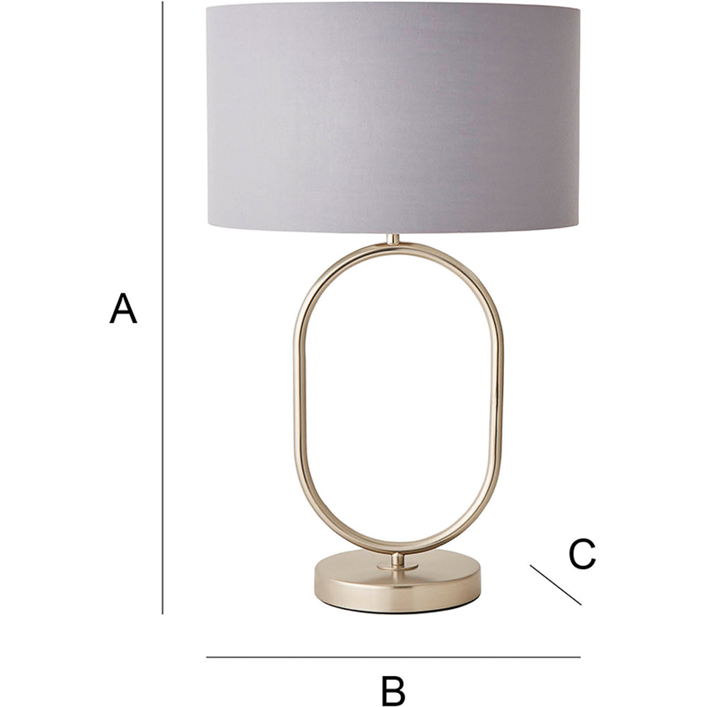 ValueLights Antonia Grey with Chrome Drum Shade Brushed Chrome Oval LED Table Lamp Image 7
