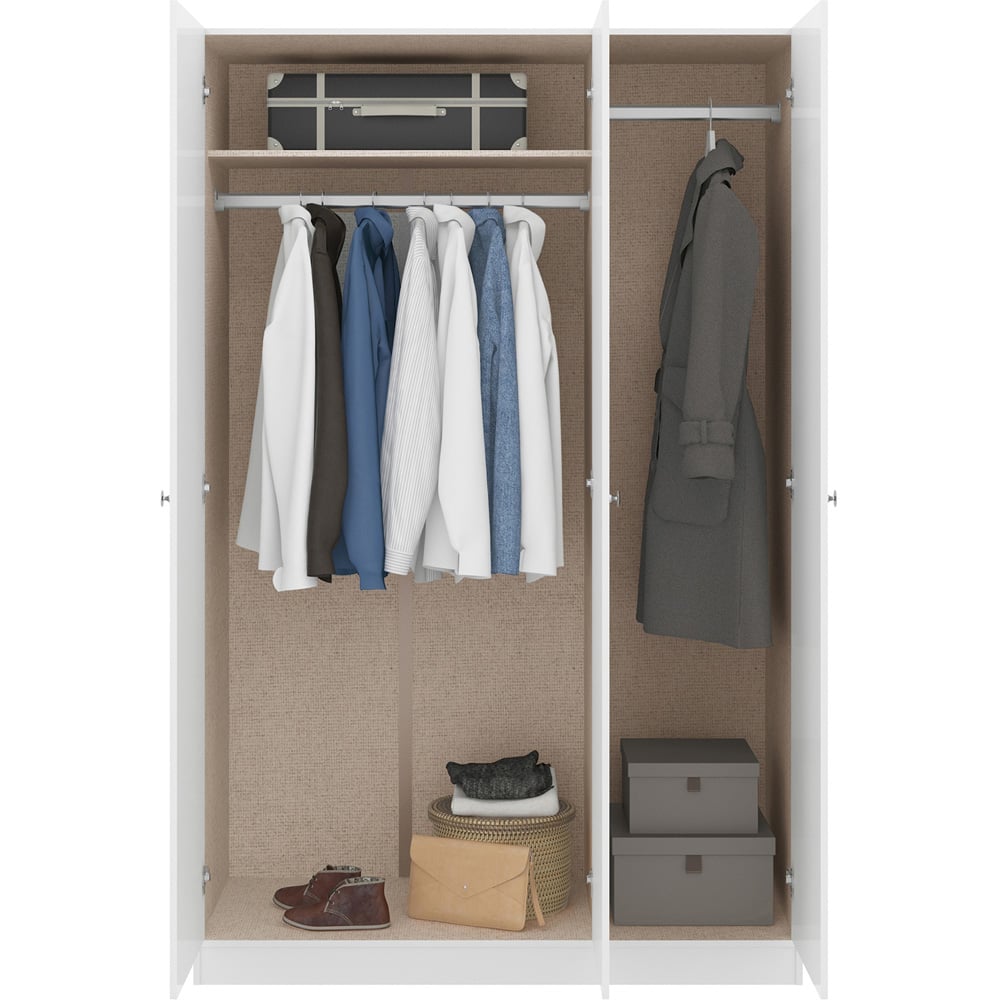 Seconique Denver 3 Door White Gloss Wardrobe Image 4