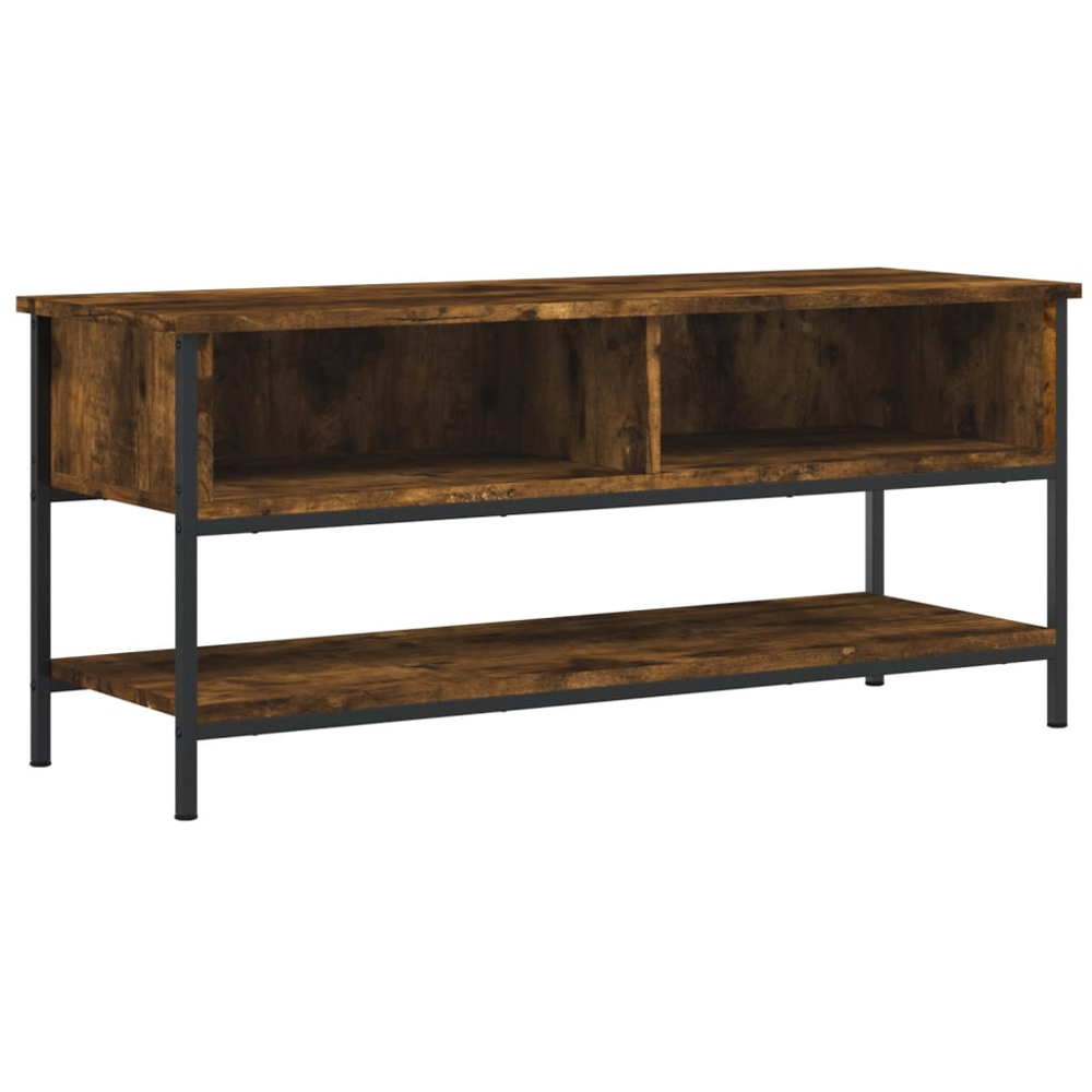 vidaXL 3 Shelf Smoked Oak Industrial Style TV Cabinet Image 2