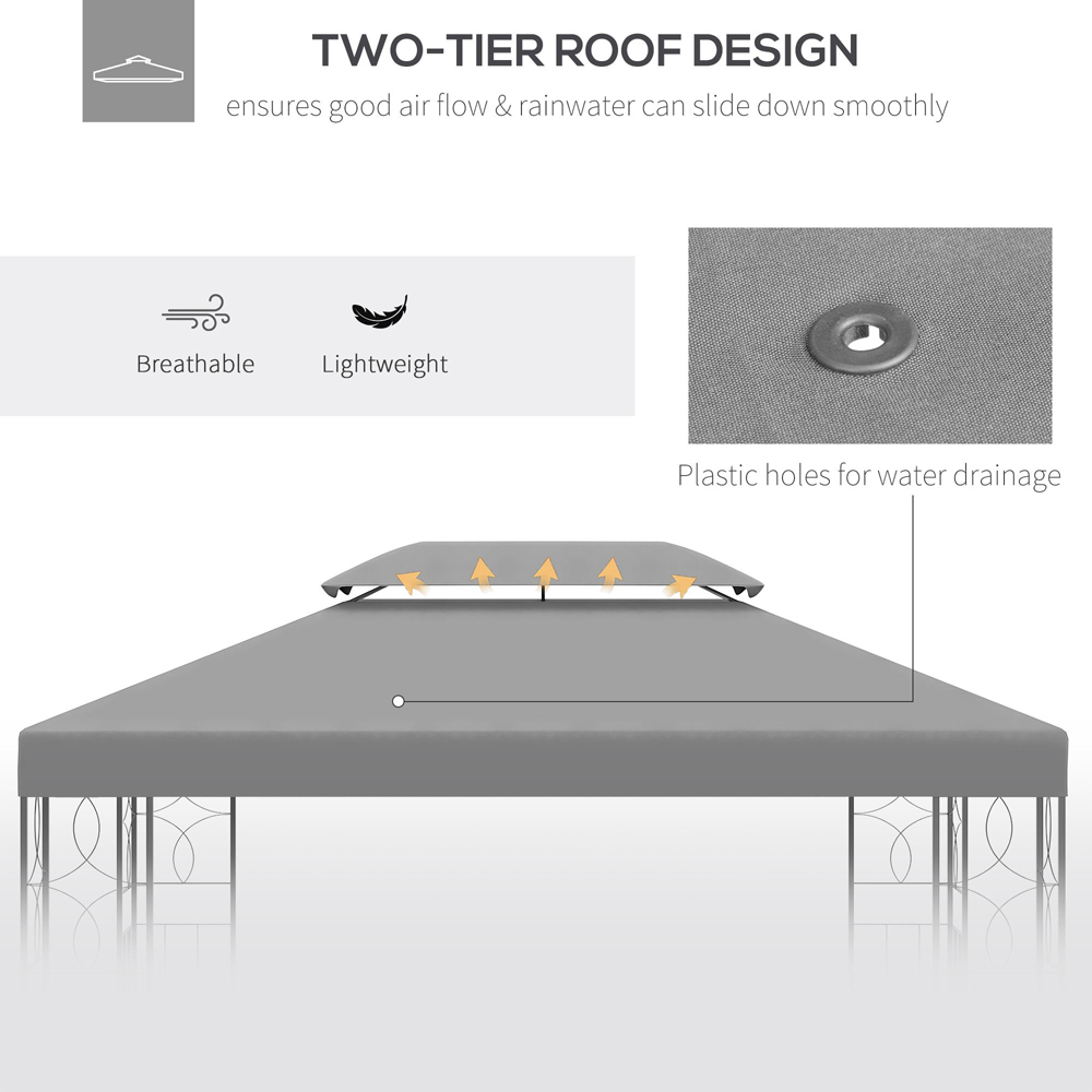 Outsunny 3 x 4m Light Grey Replacement Gazebo Canopy Image 4