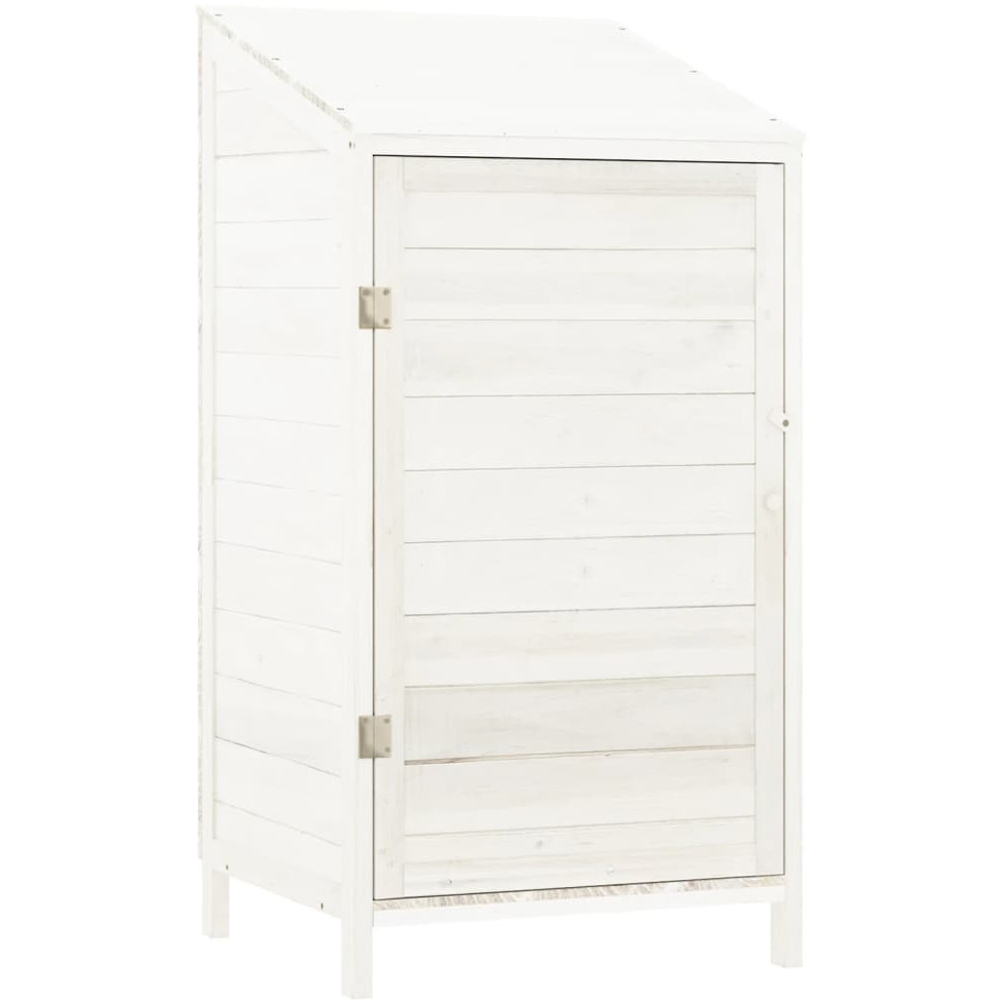 vidaXL 1.8 x 1.7ft White Wooden Pent Garden Shed Image 1