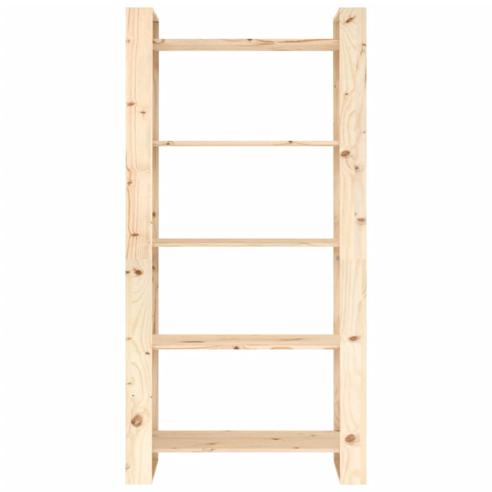 vidaXL 5 Shelf Natural Solid Wood Bookcase Image 3