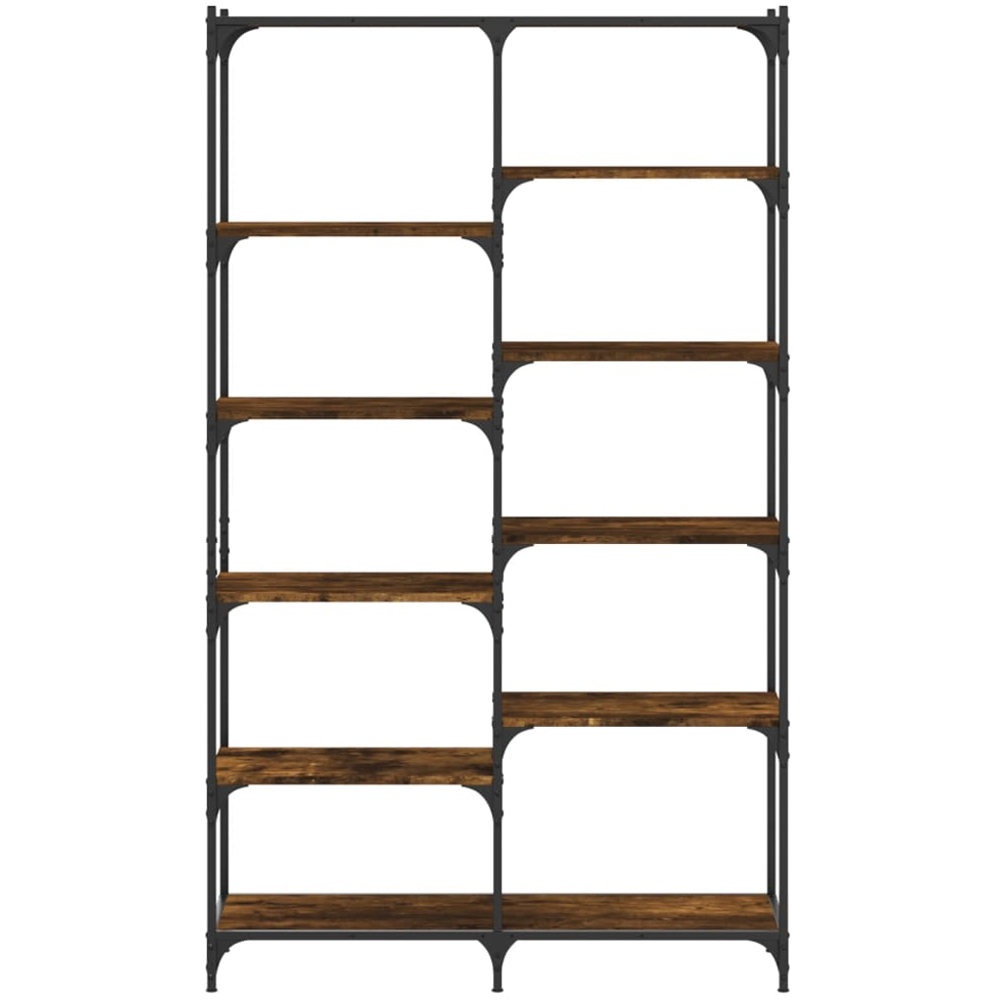 vidaXL 10 Open Shelf Smoked Oak Bookshelf Image 4